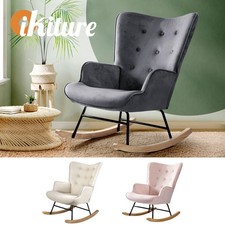 Oikiture Rocking Chair Nursing Armchair Velvet/Linen/Sherpa Accent Chairs