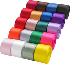 Rainbow Satin Ribbon, 1 Inch x 20 Rolls Total 100 Yards, Colorful Ribbon Perfect