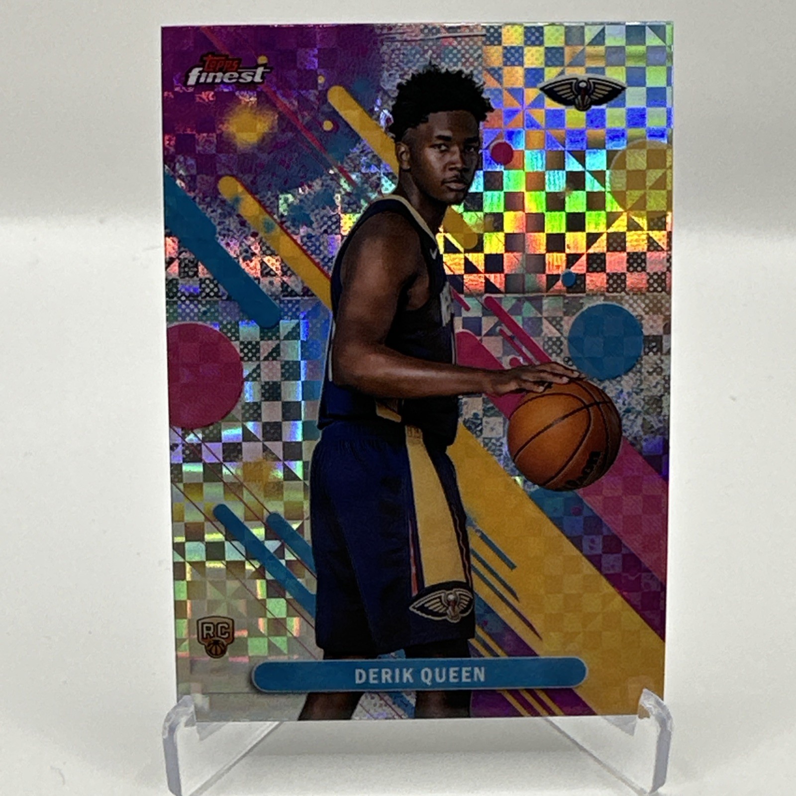 Derik Queen 2025-26 Topps Finest Geometric Silver Common RC Pelicans #13