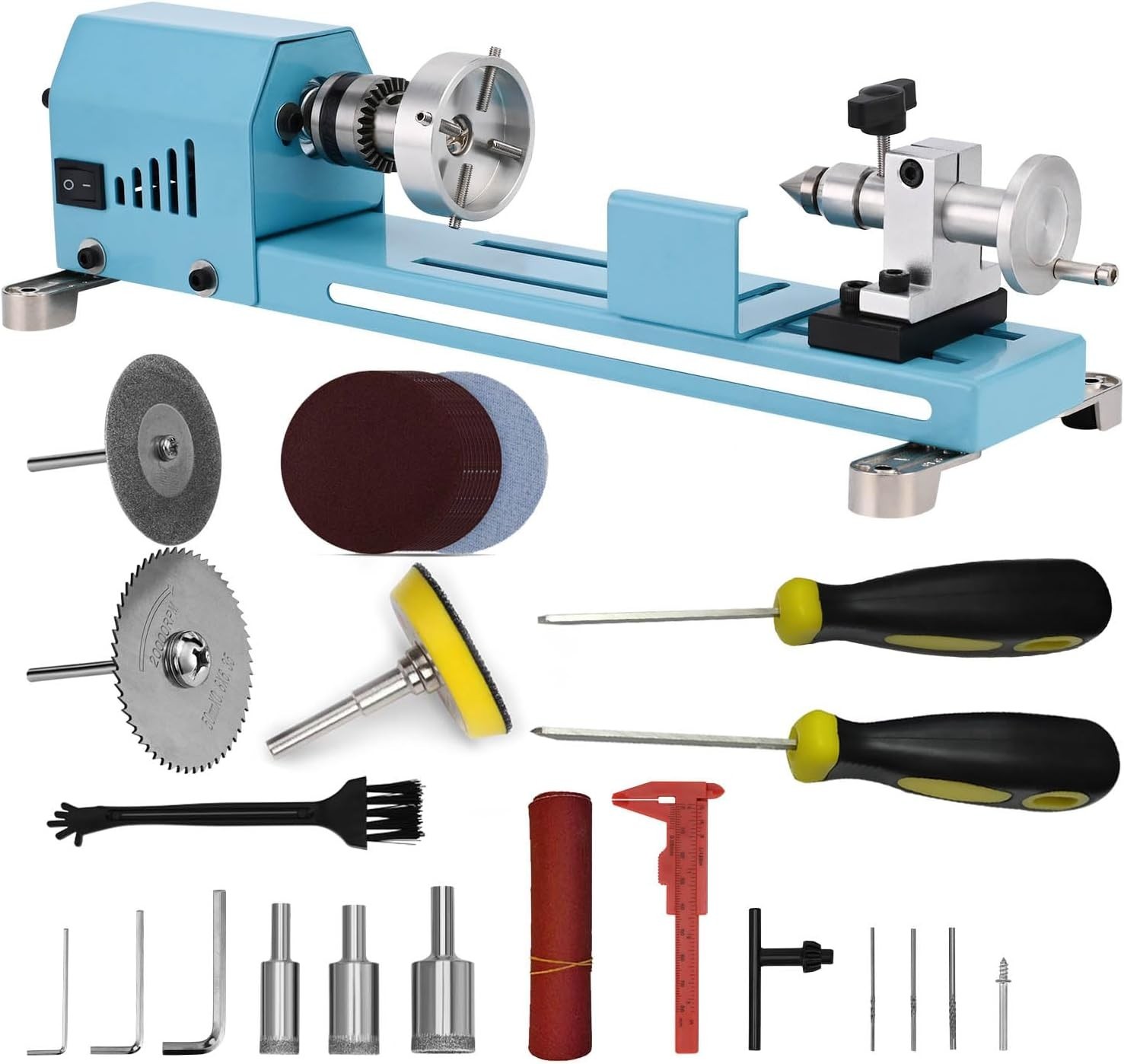 Mini Lathe 96W Machine Wood Lathe With Professional Tools CL