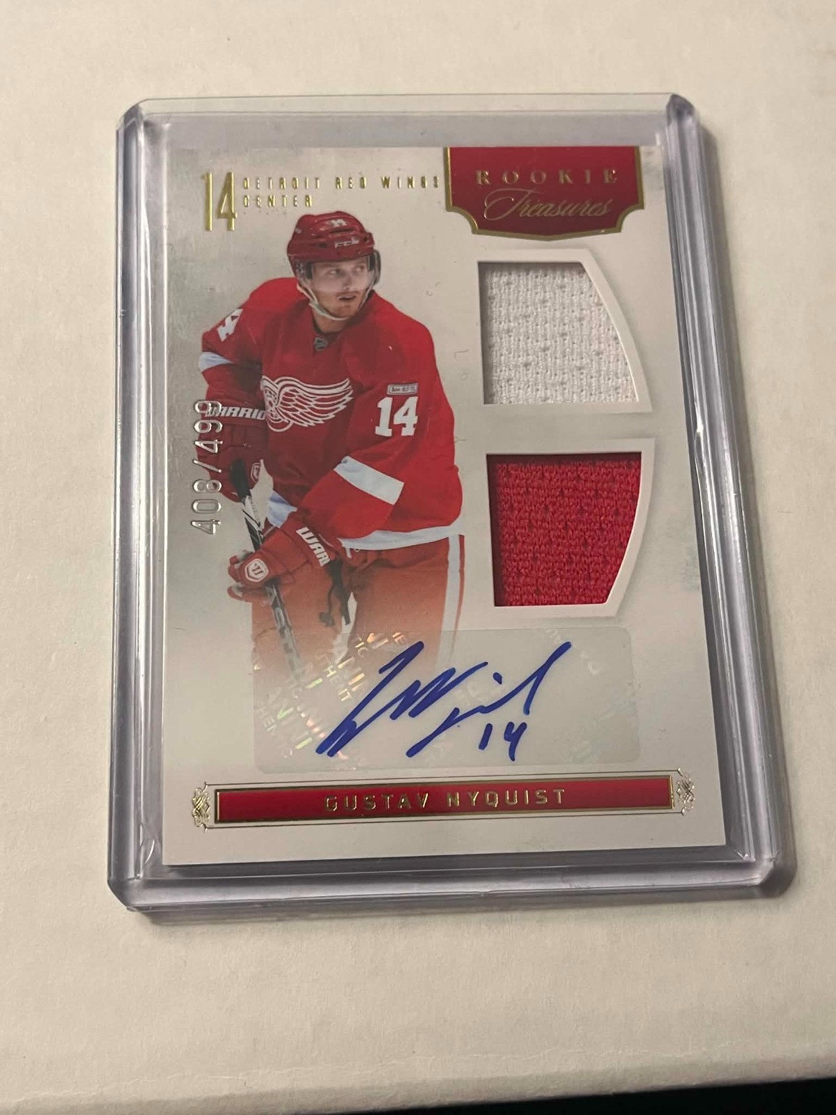 11/12 PANINI ROOKIE ANTHOLOGY GUSTAV NYQUIST ROOKIE JERSEY AUTO 408/499 SP RC