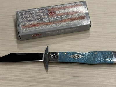 Case XX 2019 RARE Cheetah Caribbean Blue Bone Lizard Buffalo Horn Jig Knife 