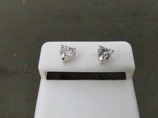 Heart Shape 925 Sterling Silver Earrings Clear CZ Stud Earrings