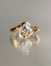 3 Ct Assher Cut Simulated Diamond Engagement Solitiare Ring 925 Sterling Silver