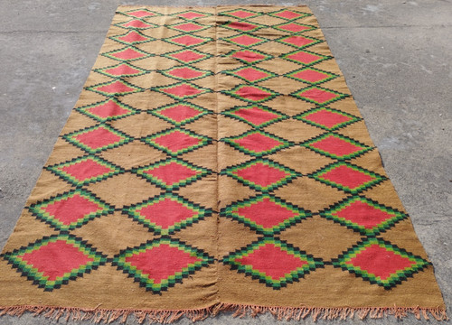 Vintage Traditional Oriental Turkish Multicolor Wool Kilim Rug Carpet 304x176 cm