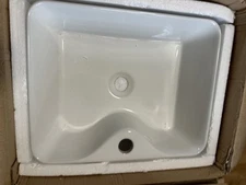 Ceramic Bathroom Sink Basin with Faucet Hole White Vanity Vessel