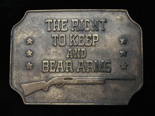 PF17123 VINTAGE 1970s THE RIGHT TO KEEP  BEAR ARMS 2ND AMENDMENT BELT BUCKLE
