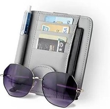 Gray Small Car Sun Visor Organizer with Clip, Sunglasses Holders for Car Sun Vis