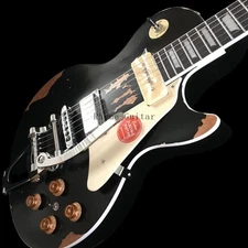 Factory Old Black LP Electric Guitar Mahogany Neck Solid Body Jazz Heavy Aged