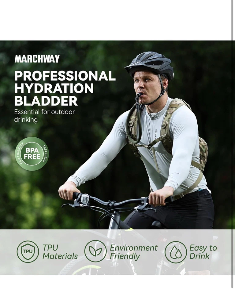 Vejiga de hidratación TPU táctica 2L/2,5L/3L, bolsa de depósito de agua ultra duradera... Foto 2 de 4