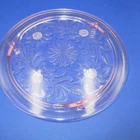 Vintage Jeanette Glass Pink Depression Glass Sunflower Footed Cake Plate