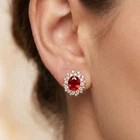 925 Sterling Silver Rose Gold Earrings Pink Padparadscha Sapphire Oval 11.65Ct