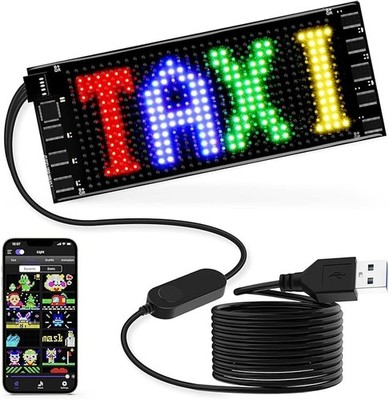 LED Sign for Car 7x3 Inch Flexible LED Matrix Panel USB 5V Bluetooth