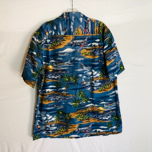 RJC Men's Size Large Hawaiian Shirt WW2 Bomber Fighter War Planes Print - Picture 5 of 6