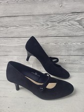 M&S Navy Blue Suede Kitten Heel Court Shoes Size 3.5 BNWOT. PWM