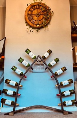 Weinfassstab 12 Flaschenhalter (Weinregal - Display - Whisky) massives Eichenholz