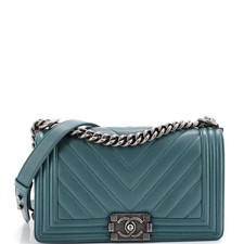 Chanel Boy Flap Bag Chevron Caviar Old Medium