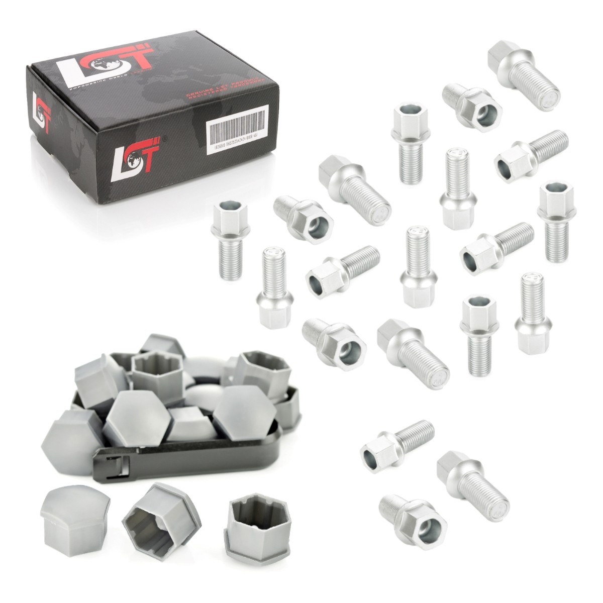 20x Wheel Bolt Set With Caps Spherical M14x1, 5x27 for audi A7 4G 4K Q2 Ga