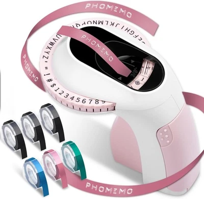 PHOMEMO For Dymo Omega Embossing Label Maker with 6 Label Tapes 9mm E975 Junior Embosser