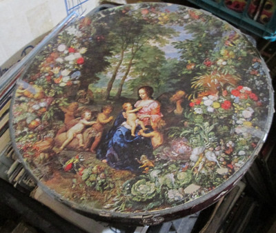  The Holy Family in a Garland of Flowers Springbok Circular Jigsaw Puzzle w Box 