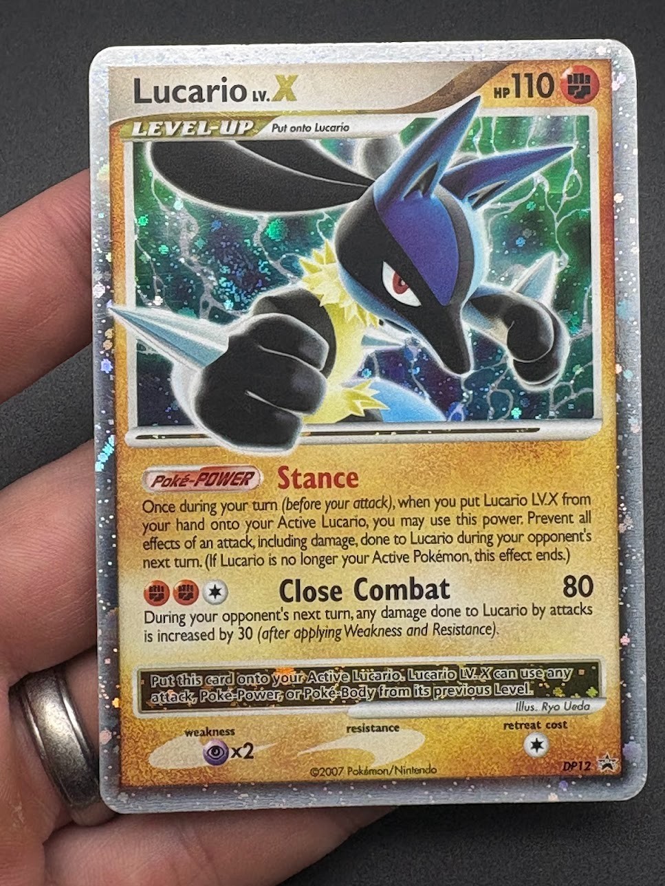 Pokémon TCG Lucario LV.X DP12 Diamond and Pearl Black Star Promo Holo LP