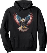 American Flag Bald Eagle 4th of July USA Patriotic Unisex Hooded Sweatshirt