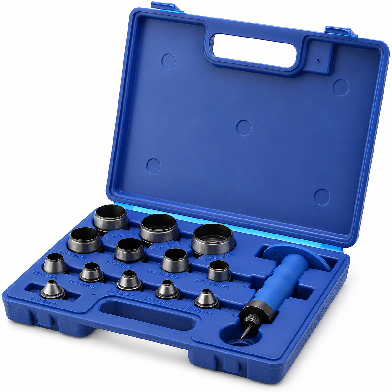 TOPWAY 14pc Hollow Punch Set 5-35mm Leather Hole Cutter Gasket Tool 405102