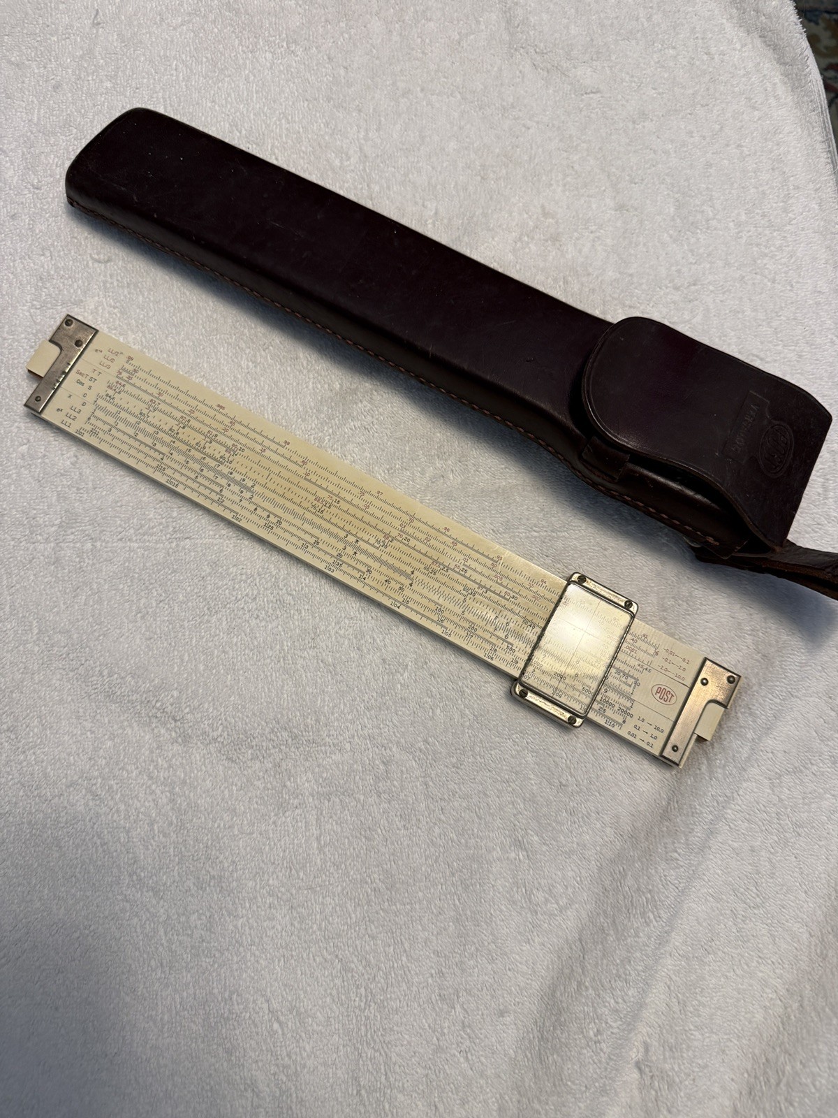 VTG Post Slide Rule W/ Leather Case