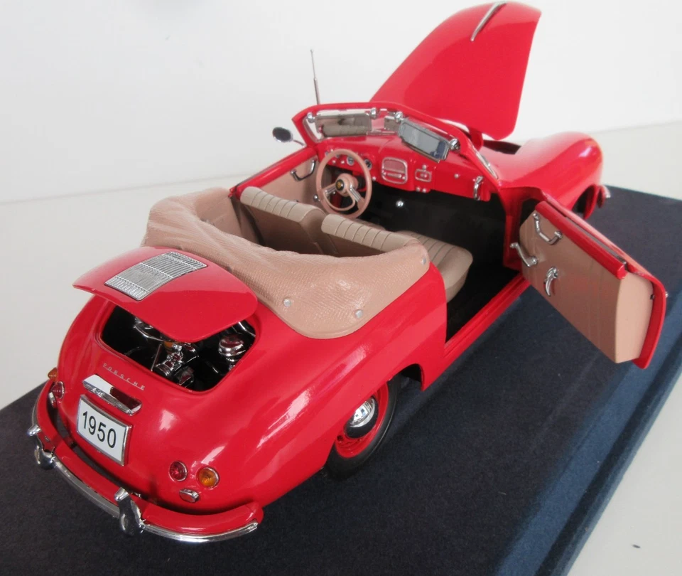 Porsche 356 Cabriolet 1950, rojo, escala 1:18, diecast, miniatura Premier Foto 4 de 4
