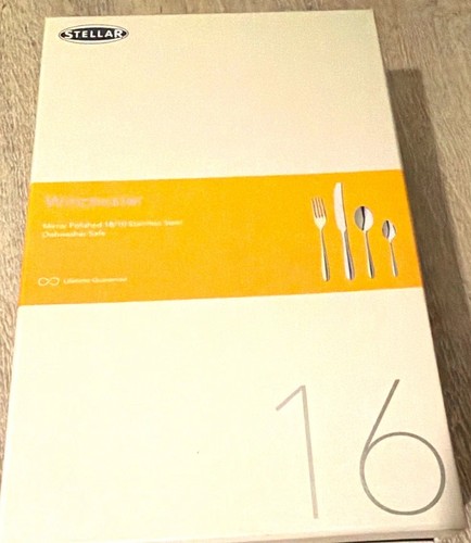 Stellar Winchester 16pc Cutlery Set for 4, 18/10 Mirror Polish, Dishwasher Safe