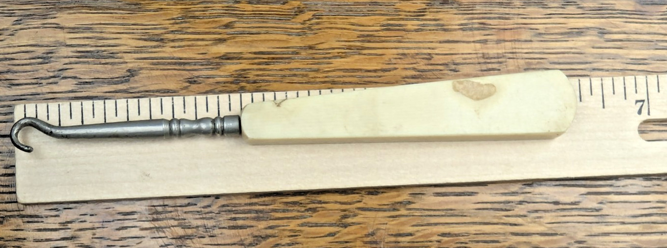 Antique Victorian Button Hook Celluloid French Iv… - image 7