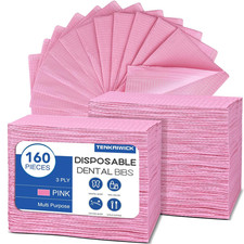 160 Pack Disposable Dental Bibs 13"X18", 3-Ply Waterproof Tattoo Bibs Sheet for