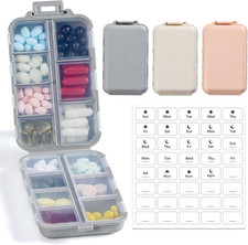 14 Grids Pill Organizer Box with Labels, Travel Medication Holder Dispenser Case