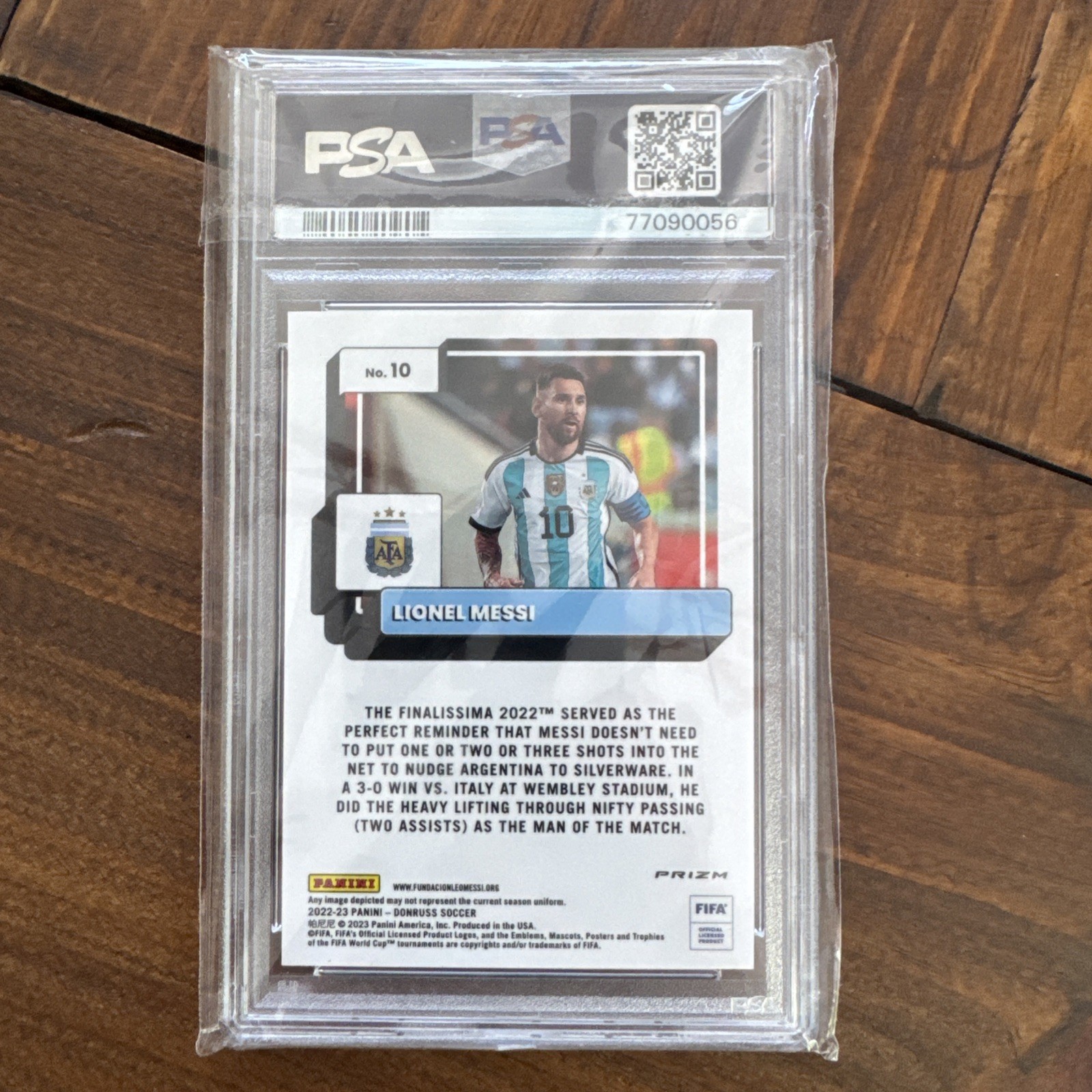 2022-23 Panini Donruss Optic 10 Lionel Messi Orange Cracked Ice PSA 10 Argentina view 4