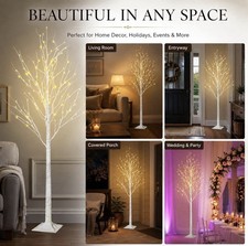 Lighted White Birch Tree 6FT LED Christmas Holiday Wedding Party Decor EUC 
