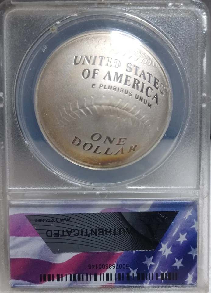 2014-P Baseball Hall of Fame Silver Dollar.  ANACS PR69DCAM. Video SL0198. - Image 2 of 4