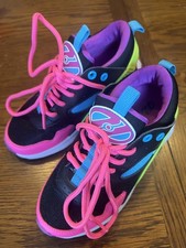 Heelys Sneakers Barely Worn Girls Size 13C with Tool - pink, black, cyan, yellow