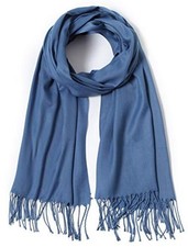 Pashmina Shawls and Wraps Scarf for Women Soft Large Winter Shawl Denim Blue