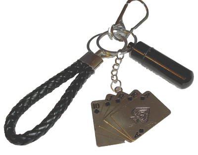 Spades Royal Flush Stash Holder Braided Cord Keychain Backpack Stocking Stuffer