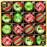 Weihnachtskugeln 16Tlg. 6Cm Plastik Christbaumschmuck Rot GrüN Weiß 16 StüCk
