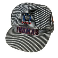 Thomas The Tank Engin Hat Boys Blue White Striped Train Engineer Embroidered Cap
