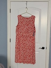 London Times Plus Size 24W Fit Flare Sleeveless Midi Dress Red Wedding Church