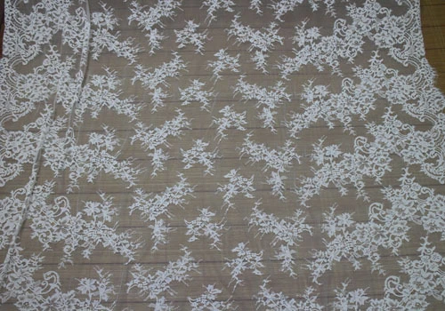3 Meters French Chantilly Style Eyelash Double Edge Lace Fabric Wedding Dress  - Image 3 of 4