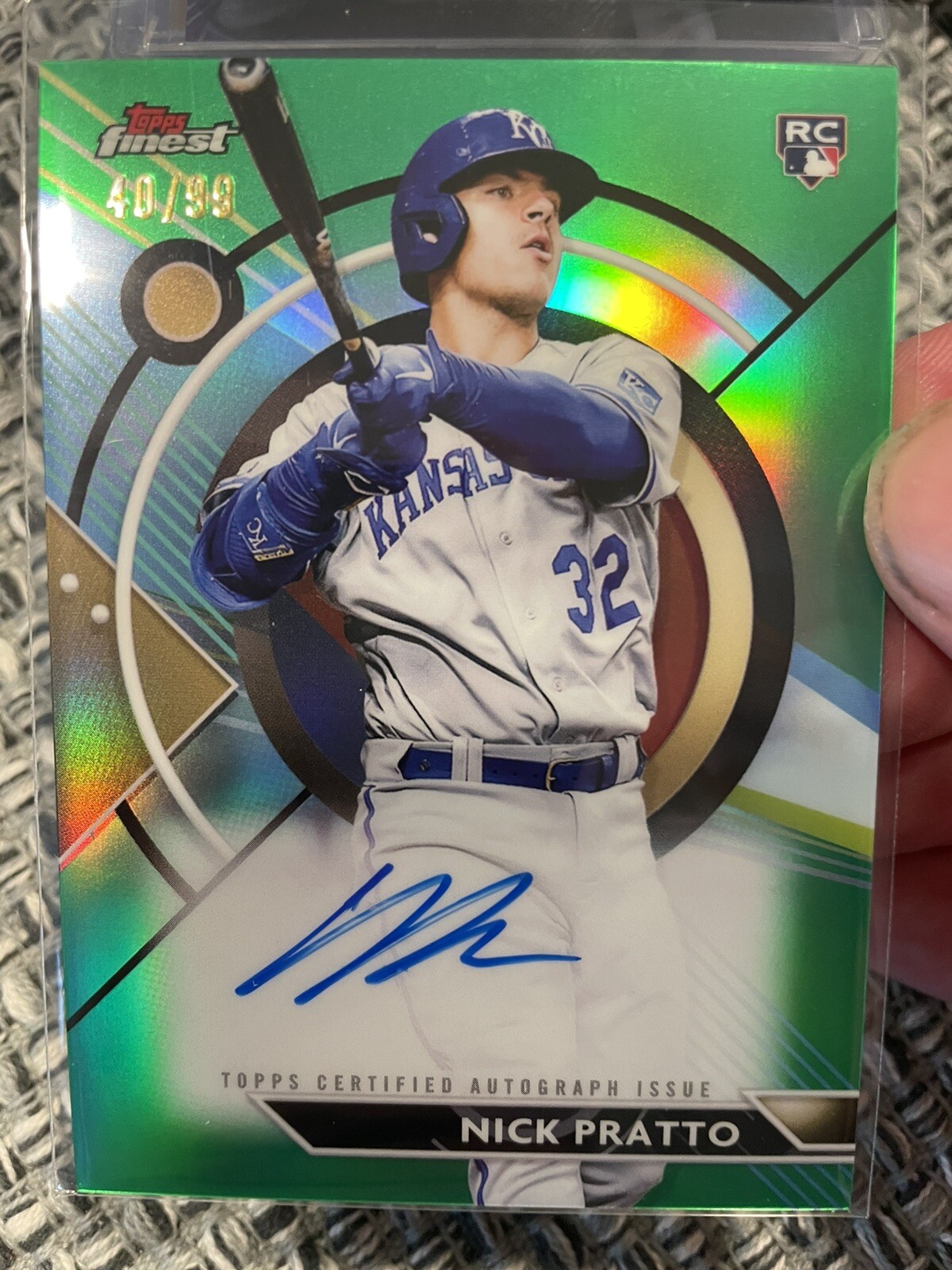 2023 Topps Finest Nick Pratto #FA-NP Green Refractor Auto RC /99 Royals