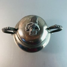 Versilberte Zuckerschale Vintage Abrieb Adler Vogel Dose Deckeldose