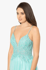 Blondie Nites by Stacy Women's Embellished Maxi Evening Dress Green Size 1 NWT