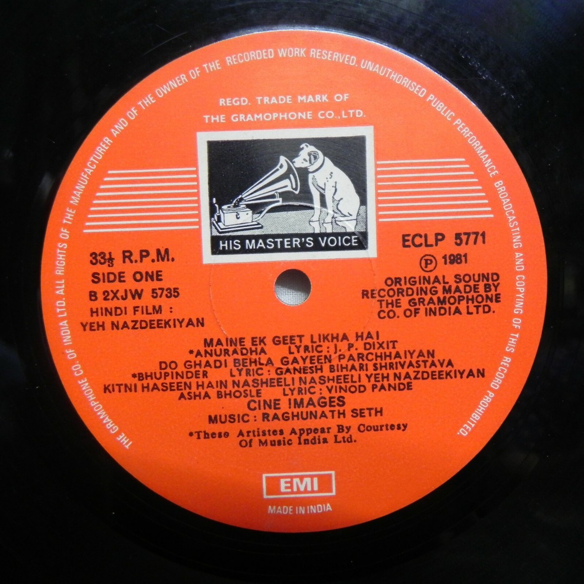 Yeh Nazdeekiyan LP Vinyl Record Raghunath Seth 1981 Bollywood