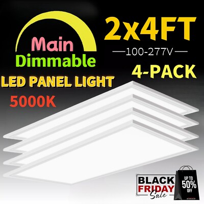 4 Pack 4X2FT LED Flat Panel Light 75W Drop Ceiling Troffer Office Recessed Light