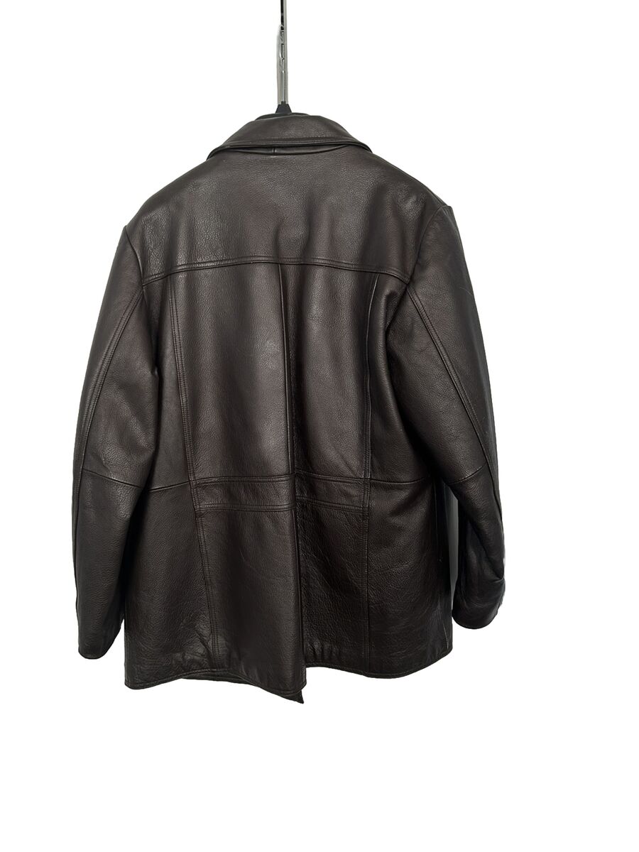 Vintage Eddie Bauer XL Brown Leather Car Coat, circa early Vintage Eddie Bauer XL Brown Leather Car Coat, circa early