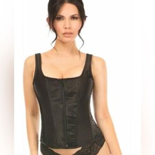 Daisy CorsetsTop Drawer Black Satin Steel Boned Corset w/Straps XXL